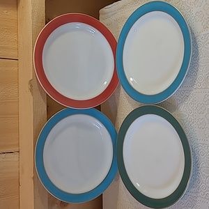 Vtg Pyrex 12" Round Platters / Cake Plate Turq Blue